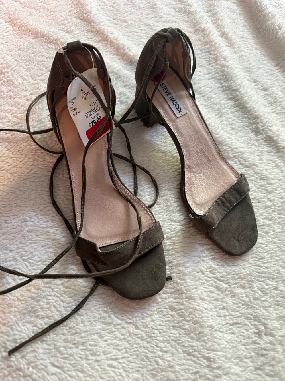 Steve Madden Serrina Olive Lace-Up Block Heel Sandals